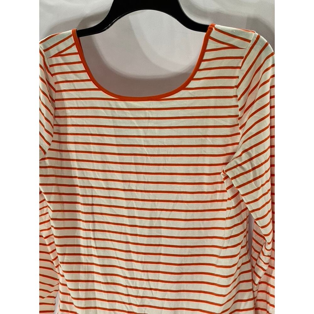 ON 34TH Women's Orange-White Striped Scoop-Neck Long Sleeve Bodysuit SZ L - Picture 3 of 11